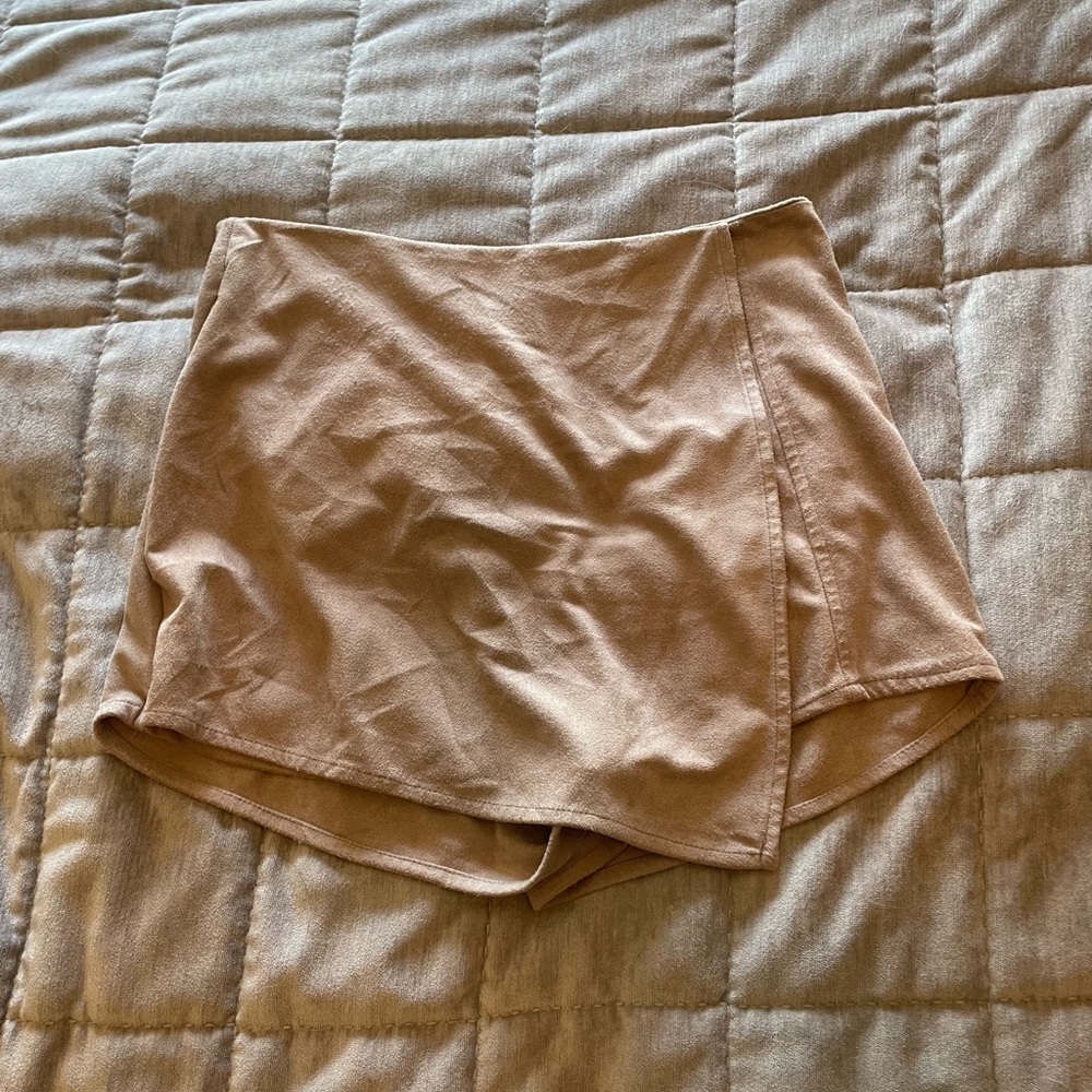 Brown Tan Suede Skort with zipper